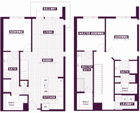 Floor plan for 3 beds, 3 baths, 1809 sqft